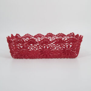 Cestino A Uncinetto Rosso L29xH10cm - 1 Pezzo