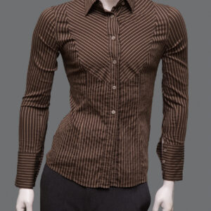 Camicia Marrone Fantasia Righe Uomo M Cotone - 1 Pezzo