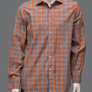 Camicia Fantasia Quadri Arancione Uomo 40IT Cotone - 1 Pezzo