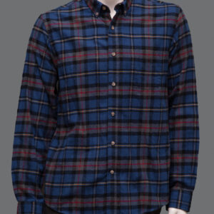 Camicia Blu Fantasia Quadri Uomo L Cotone - 1 Pezzo