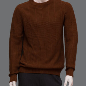 Maglione a Costa Marrone Uomo L Lana - 1 Pezzo