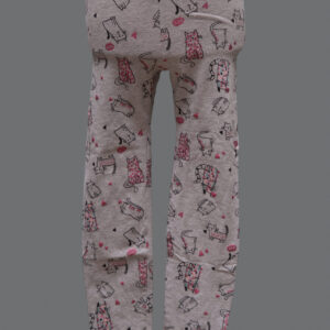 Pantaloni Grigi Fantasia Gatti Bimbo 4-5 Anni Cotone - 1 Paio