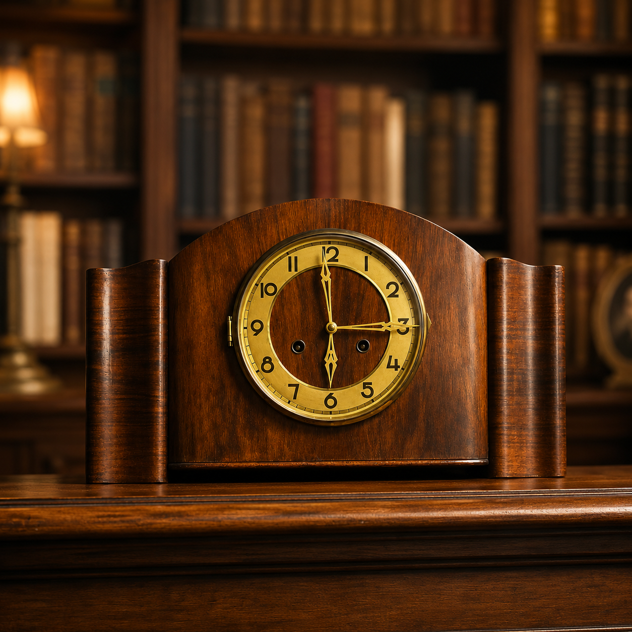 Orologio da Tavolo Vintage in Legno e Ottone - immagine 2