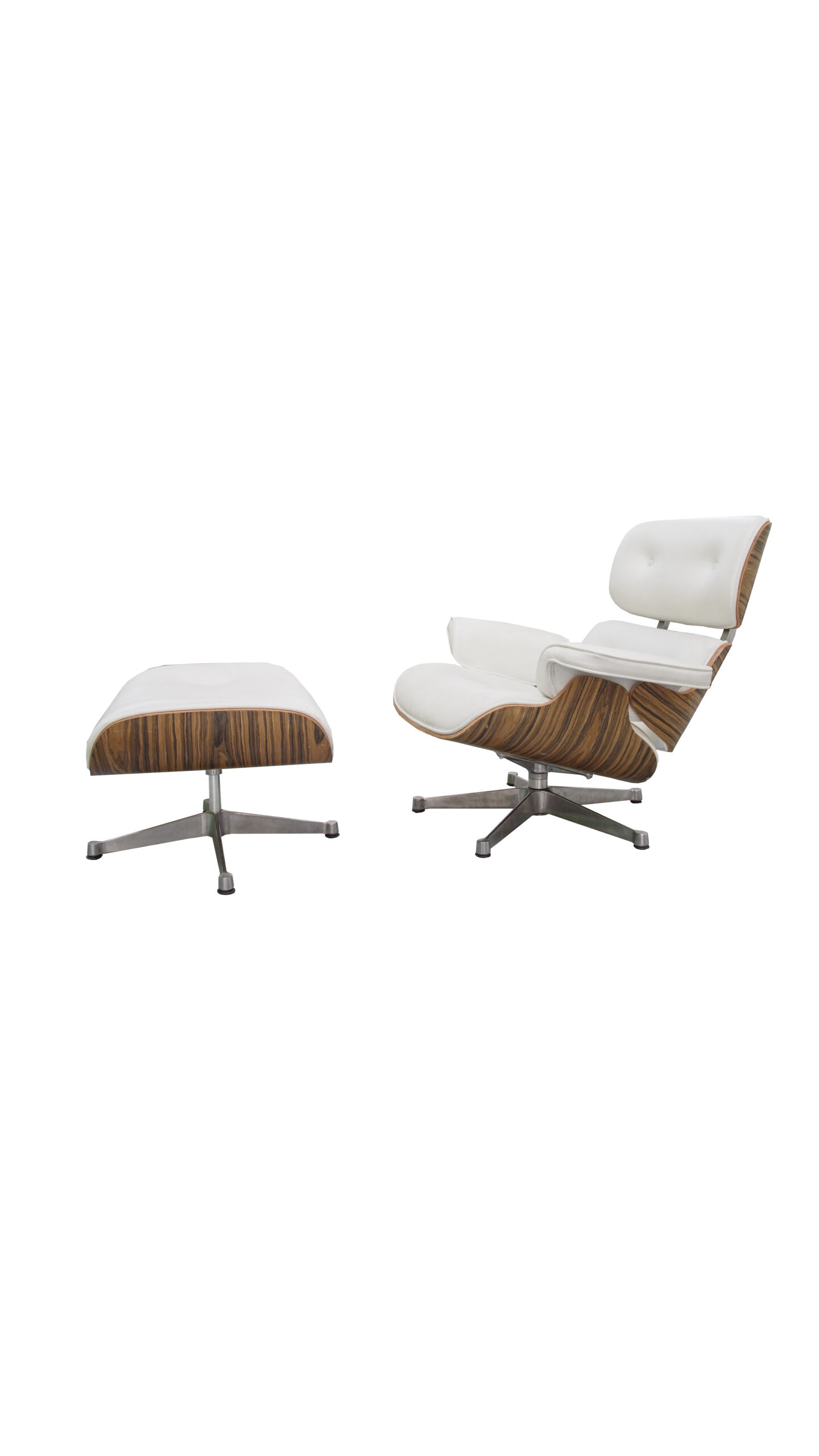 Poltrona Lounge Design con Ottomana Bianca - immagine 2