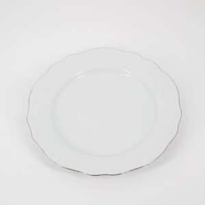 Piatto Torta Ondulato Bianco Oro D14cm - 3 Pezzi