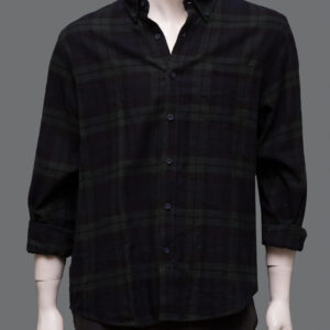 Camicia Fantasia Quadri Nera Uomo L Cotone - 1 Pezzo