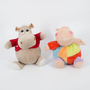 Peluche Ippopotamo Grigio e Rosa H26cm - 2 Pezzi
