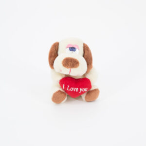 Peluche Cane Bianco e Marrone con Cuore - 1 Pezzo