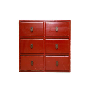 Cassettiera Di Legno Rossa L60xH39xP60cm - 1 Pezzo
