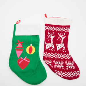 Calze di Natale Rossa e Verde H44cm - 1 Paio