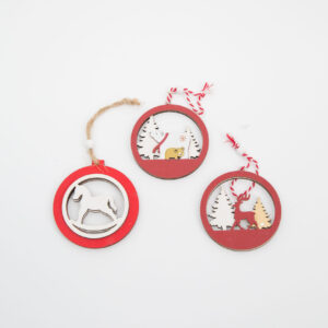 Decorazioni Natalizie Piatte Rosse e Bianche - 3 Pezzi