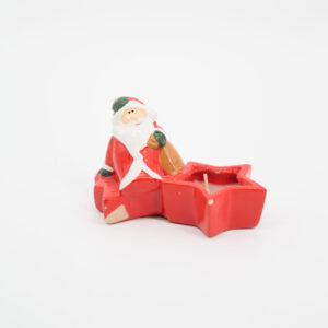 Portacandela Rossa con Babbo Natale H7cm - 1 Pezzo