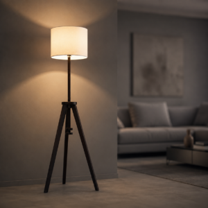 Lampada da Terra Treppiede con Paralume Bianco