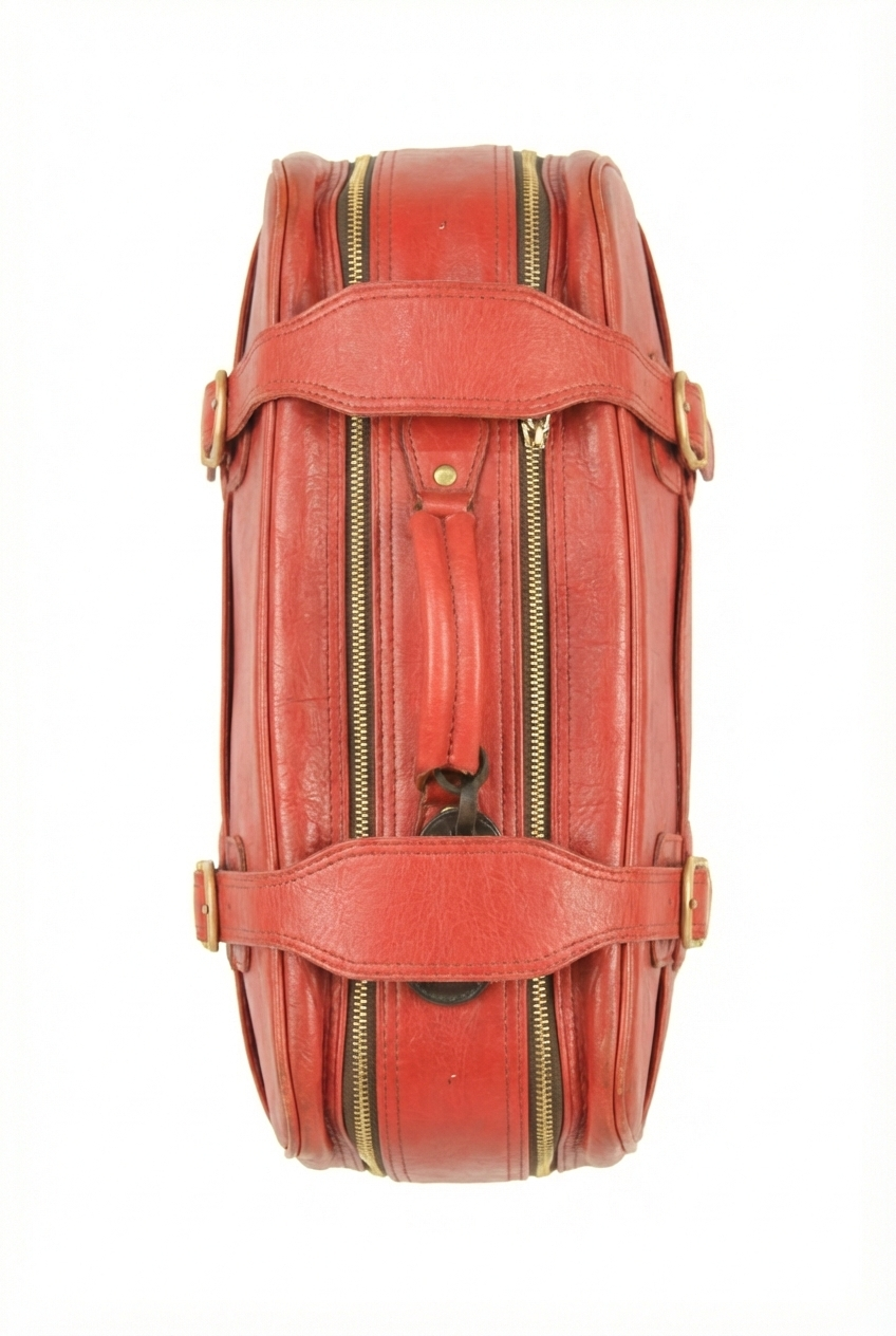 Borsone da Viaggio Rosso Vintage in Similpelle - immagine 3
