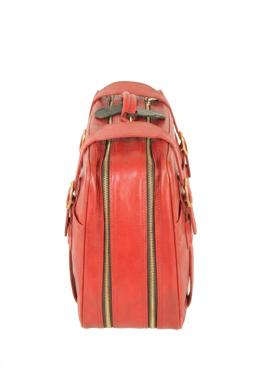 Borsone da Viaggio Rosso Vintage in Similpelle - immagine 2