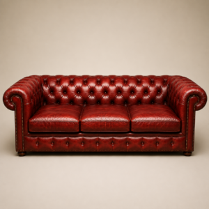 Divano Chesterfield 3 Posti in Pelle Marrone
