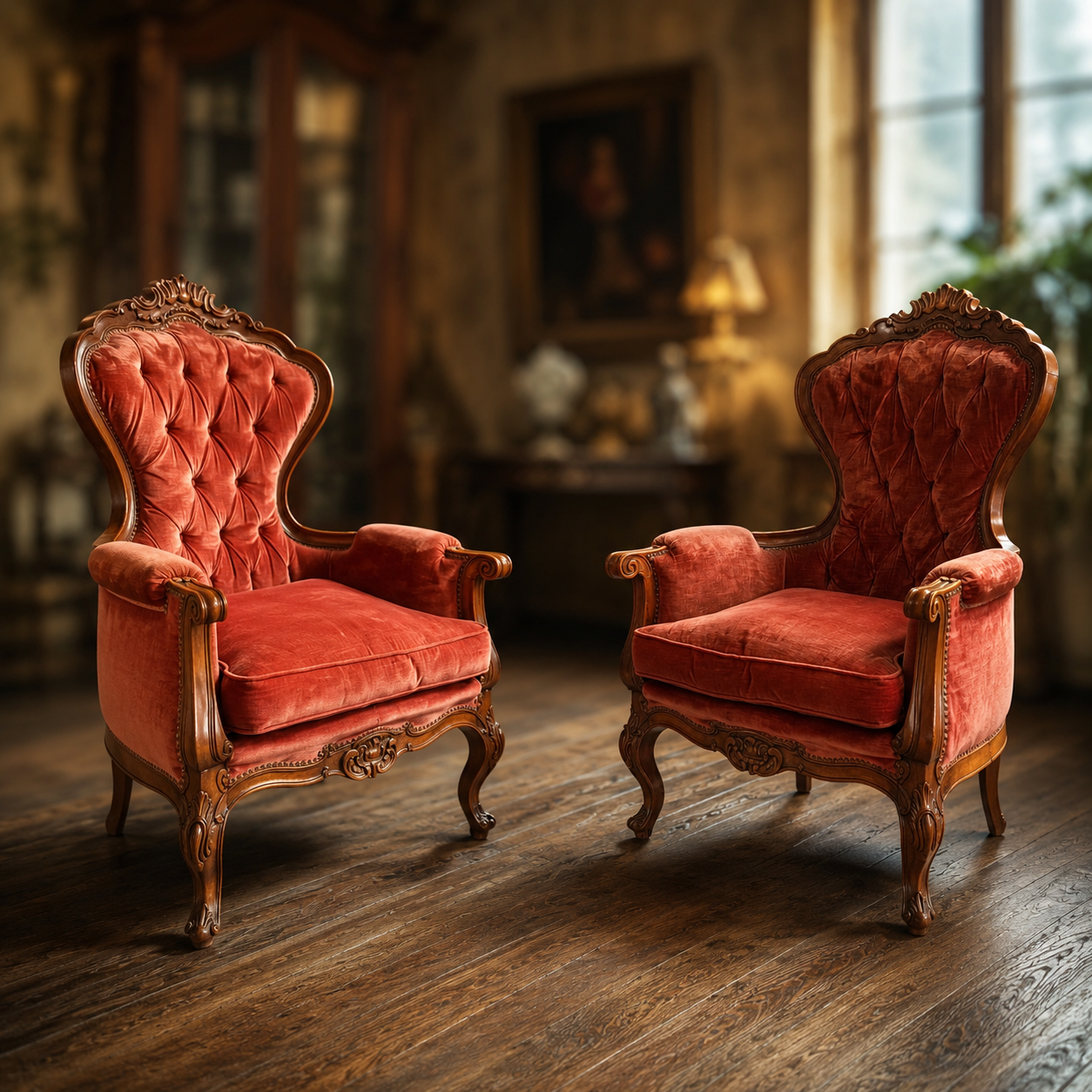 Poltrona Barocca in Velluto Rosso - immagine 2