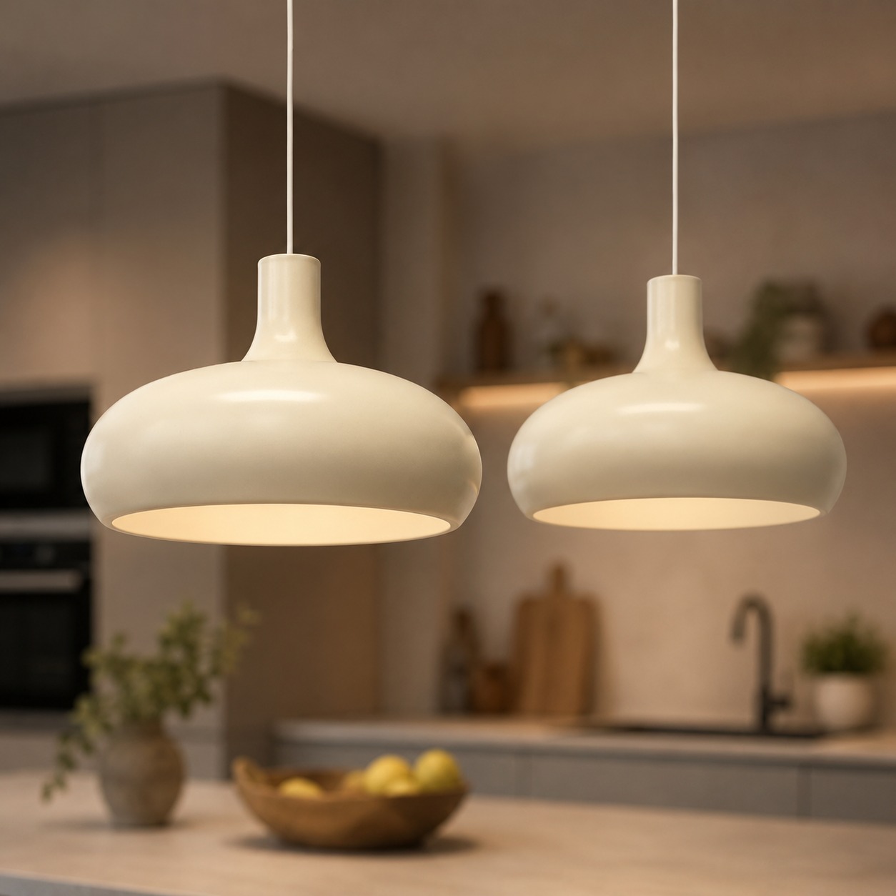 Lampadario Design Moderno Crema - immagine 2