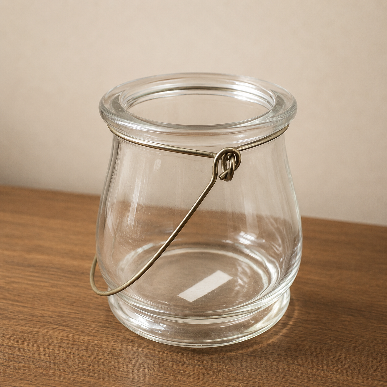 Vaso in Vetro Trasparente con Manico Metallico - immagine 2