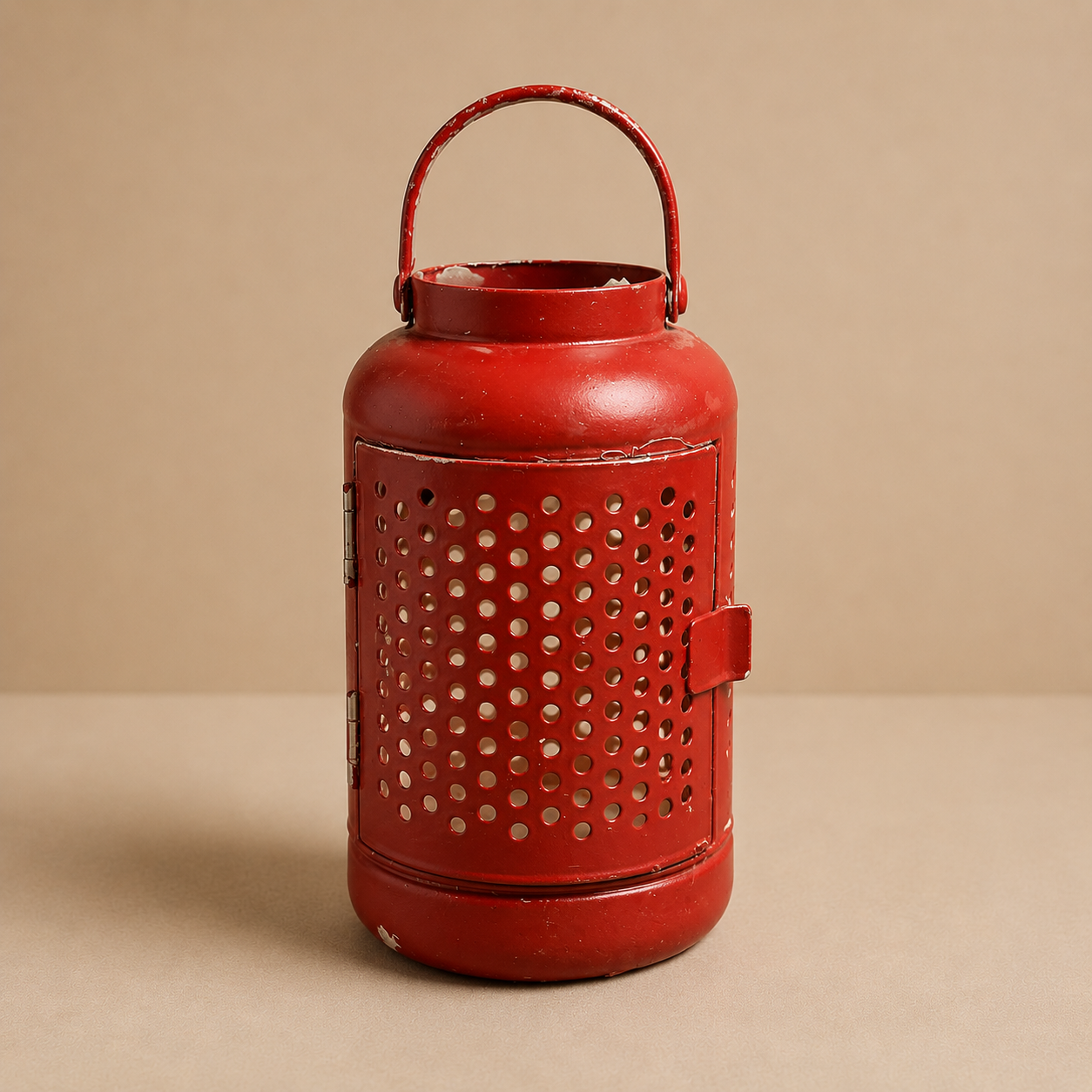 Lanterna Decorativa Vintage Rossa Perforata - immagine 2