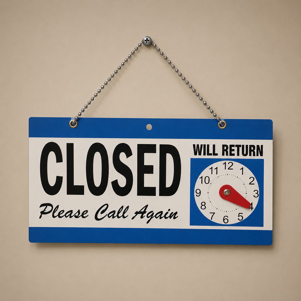 Insegna "Closed Will Return" con Orologio - immagine 2