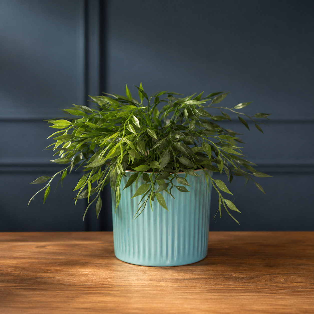 Pianta Artificiale Decorativa con Vaso Turchese - immagine 2